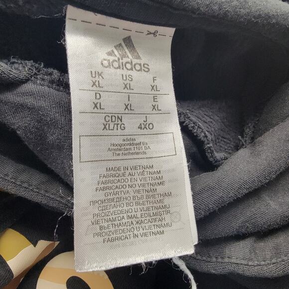 Adidas XL Black Hoodie Camo Logo Bleach Stained Distressed Streetwear - Picture 4 of 8